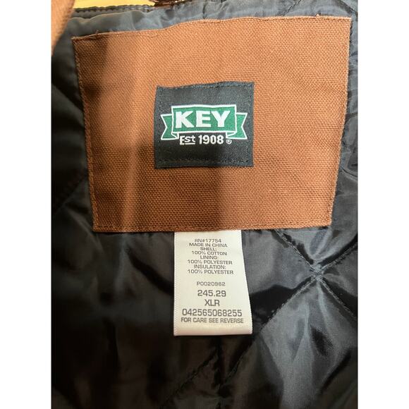 Key overall bibs size XXL brown insulated quilted lining carpenter **Stained - Picture 3 of 5